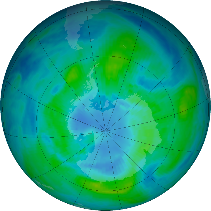 Antarctic ozone map for 03 April 1987